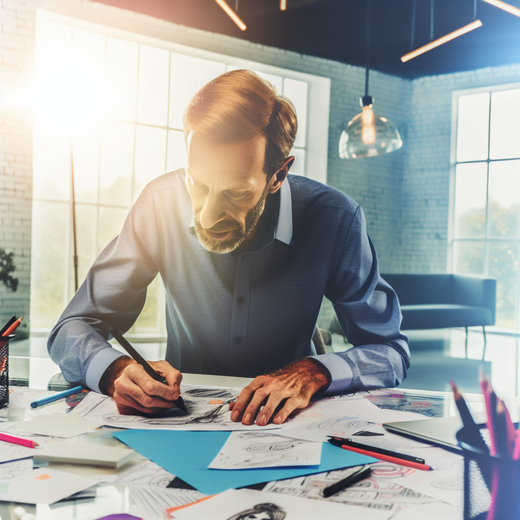 Un publicitaire en pleine création dune campagne,